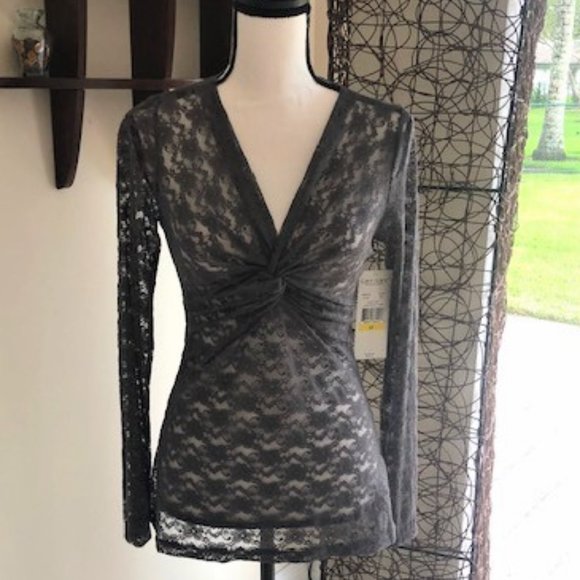 🌻 Karen Kane Sheer Lace Knot Top 🌻 - Picture 1 of 7